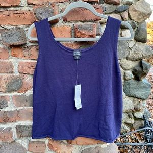 Eileen Fisher Slim Knit Tank Size L, Grapevine Purple Color High Twist Rayon NWT
